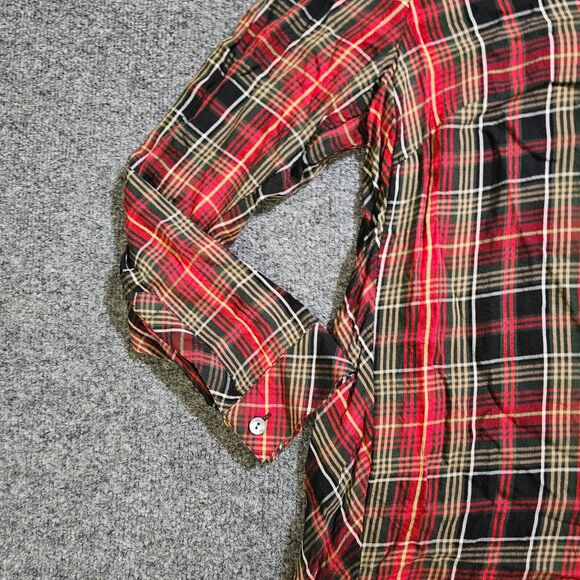 J Jill Top Shirt Womens Small Petite Red Plaid Long Sleeve V Neck Button Classic - Picture 4 of 9